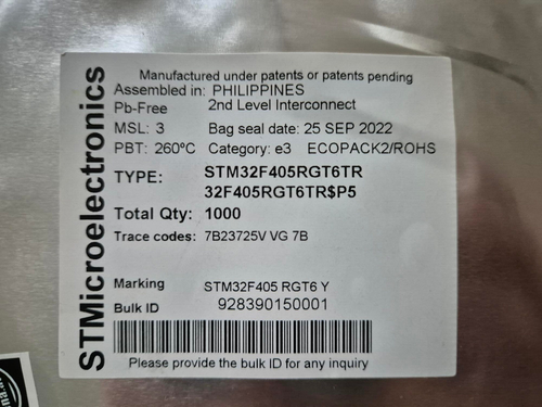 1000x STM32F405RGT6 - ARM Cortex M4 Mikrocontroller, 1,8V, 1024 KB, LQFP-64 - Picture 2 of 2
