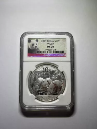 2013 China Silver Panda 10 Yuan Coin Early Releases 1oz .999 NGC Graded MS70