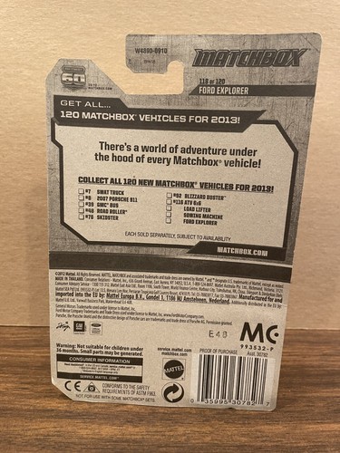 Matchbox 60TH Anniversary Ford Explorer Forest Ranger MBX 2012 New Sealed - Picture 3 of 7