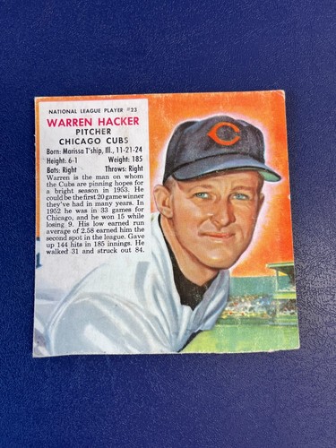 Warren Hacker #23 1953 Red Man Tobacco card