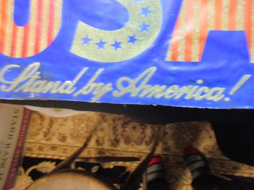FOLK ART" USA" POSTER 13X22" SPARKLE MATERIAL "STAND BY AMERICA" STAR BORDER - Picture 4 of 6