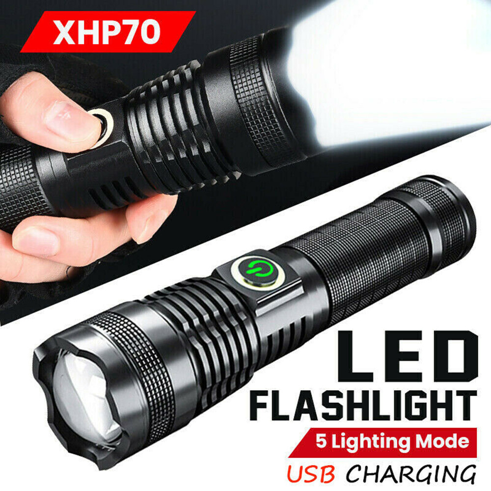 Rechargeable 1000000LM Lumens xhp 70 Most Powerful LED Flashlight USB Zoom  Torch