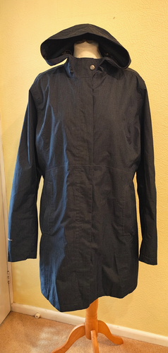 EDDIE BAUER Size XL (20-22) BLUE GOTG RAINCOAT Trench Hooded