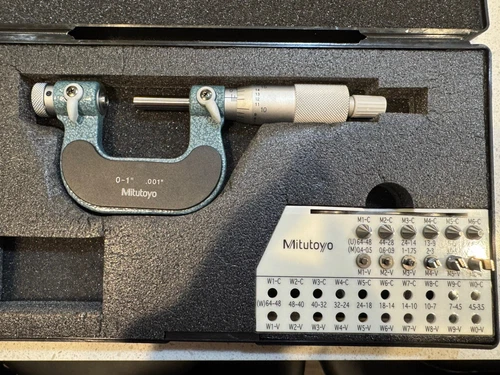 Mitutoyo 126-137, 0-1" Screw Thread Micrometer, Ratchet