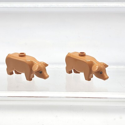 LEGO Minifigure Animal Pig with Black Eyes and White Pupils Pattern Flesh Nougat
