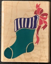 Rubber Stampede Christmas Bow Stocking Rubber Stamp