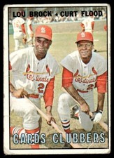 1967 Topps 63 Cards Clubbers (Lou Brock / Curt Flood) St. Louis Cardinals - Poor