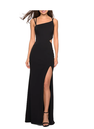 LA FEMME HIGH SLIT STRAPPY BACK BLACK 
