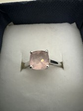 Sterling Silver 1ct 7mm Cushion Cut Rose Quartz Ring Size 10.25-10.5