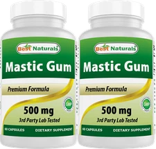 2 Pack Best Natural Mastic Gum 500 mg 60 Capsules 