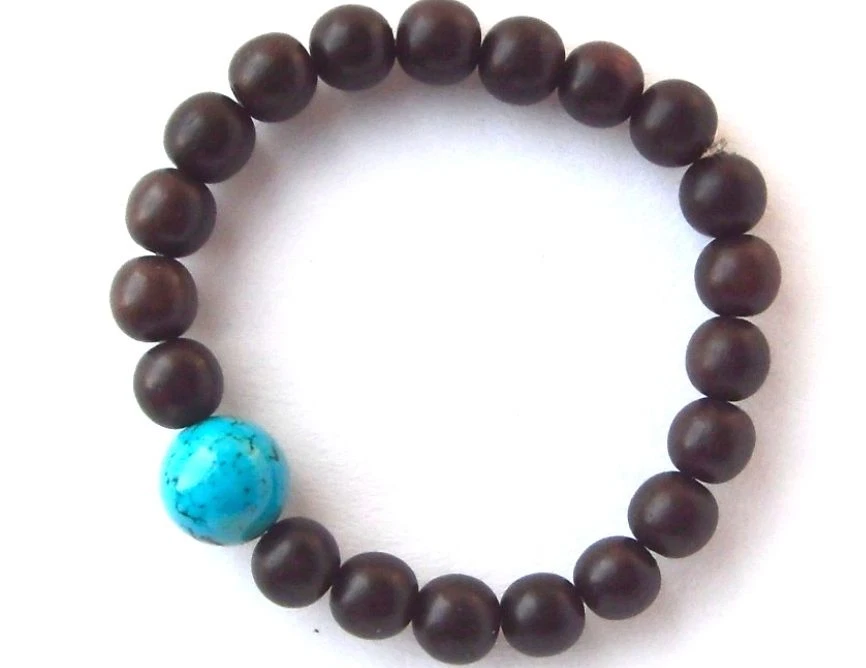 Pulsera Espíritu Madera Curativa Mongolia Turquesa Cuentas Unisex   Foto 2 de 2