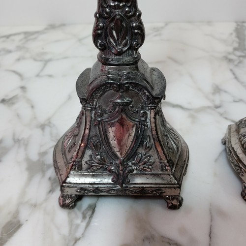 1921 Crucifix & Candle Holders Well Used Last Rights Or Altar Perhaps - Picture 7 of 12