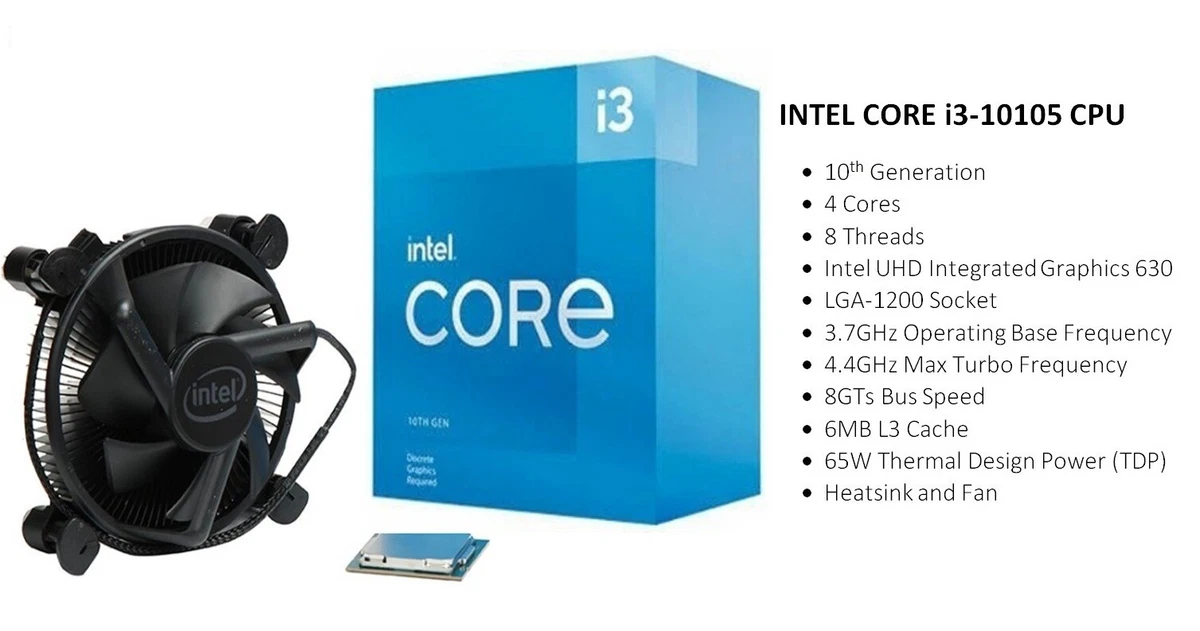 INTEL Core i3-10105 Quad-Core 3.7GHz LGA-1200 CPU with INTEL UHD Graphics  630