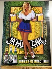 1998 St Pauli Girl German Beer Poster Some Girls Are Unforgettable Man Cave VTG
