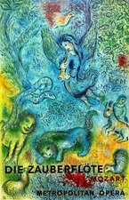 Marc Chagall The Magic Flute Die Zauberflote Mourlot Lithograph Art 39" x 27"