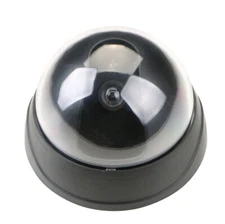 Dummy CCTV Security Dome Camera Black Blinking Red Light LED Indoor/Outdoor New1