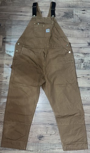 1 Pair Of Carhartt Mens Relaxed Fit Duck Bib Overalls R01-M, 46 X 32 Brown NWOT - Picture 4 of 14