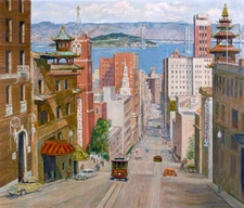 San Francisco City Scenery Oil painting Wall art Giclee Printed on Canvas P1920