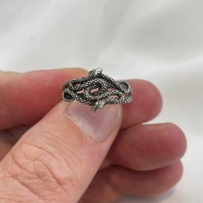 Sterling Silver Vintage Snake Ring Double Face Snake Ring Unisex