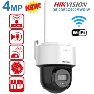 Hik DS-2DE2C400MWG/W 2.8mm 4MP PTZ Camera Hybrid Light 2-Way Audio Auto Tracking