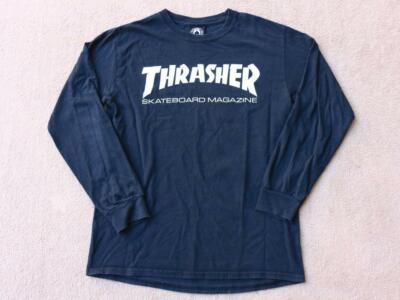 Thrasher Long Sleeve T Shirt Classic Logo Black Skate Destroy Old School Gift XI