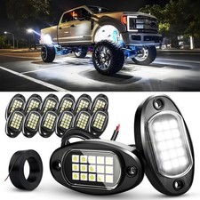 12PCS Pure White LED Rock Lights Waterproof Truck Underbody Glow Under Car Light
