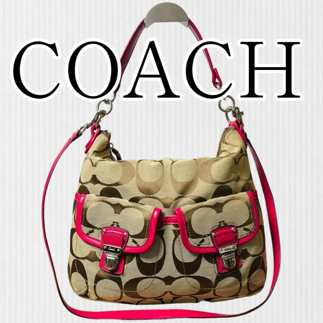 COACH Pink & Beige 2-Way Shoulder Tote Bag