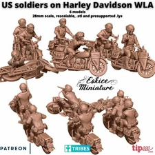US Soldiers on Harley Davidsons WLA - United States Army - 28mm - Eskice Miniatu