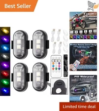 4PCS Waterproof USB Rechargeable RGB LED Lights Remote Control Car Bike Truck
