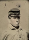 Civil War Soldier Gemtype Tintype ATQ photo Confederate Greatcoat Forage Hat