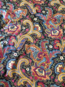 Vintage Mens Paisley Wool Silk Opera Scarf Black Gold Red Blue Paisley 52 X 11.5