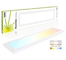 1x4 FT LED Flat Panel Light Surface Mount Dimmable 3CCT Selectable Faux Skylight