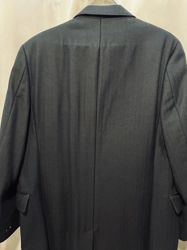 Burberry London Men's Navy Herringbone Long Lined Overcoat Coat Size 38 Reg image 8
