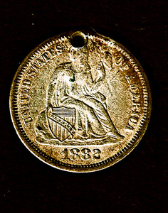 1882 Seated Liberty .900 silver dime 'Love Token'