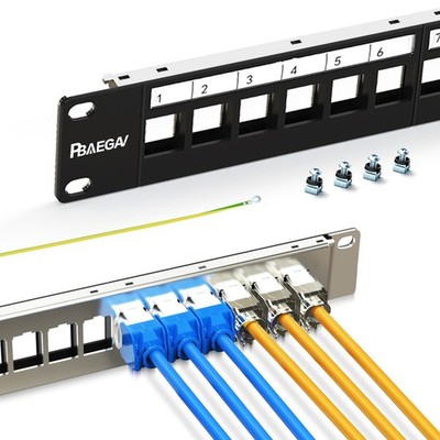 24 Port Patch Panel Blank UTP/STP Keystone Patch Panel for Business Networkin...