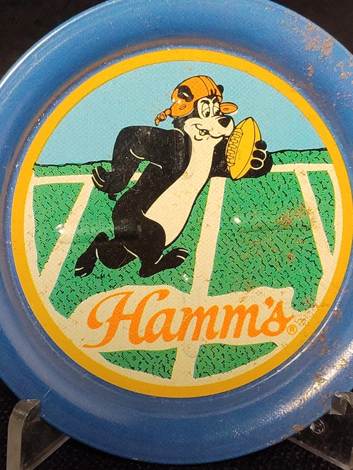 "Montaña rusa de cerveza vintage Hamms 3 1/2"" temática de fútbol americano"  Foto 3 de 4