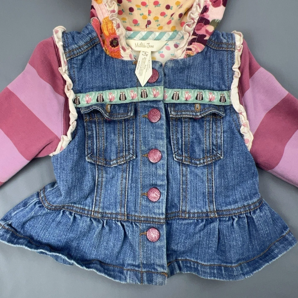Matilda Jane Jacket Girls 4T Labyrinth Convertible Jean Hooded Removable Sleeve - Image 2 of 4