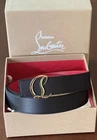 Christian Louboutin Loubi54 Black / Red Bottom Leather Belt Size 34” / 36” Waist