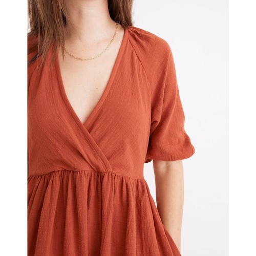 Madewell Midi-Wickelkleid V-Ausschnitt Marianna Puffärmel Etrusker Ton Gr. S Neu mit Etikett - Bild 3 von 14