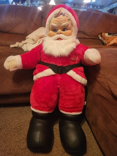 Large Vintage Rubber Face  Plush Coca Cola Santa Claus . 34" Store Display?