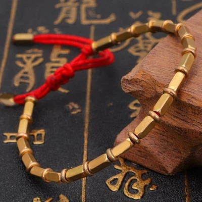 Tibetische Buddhistische Geflochtene Kupfer Perlen Glücksseil Armband Armbänder - Bild 1 von 4