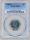 1943-D Lincoln Wheat Cent Steel PCGS MS 65 US Mint 1C Penny