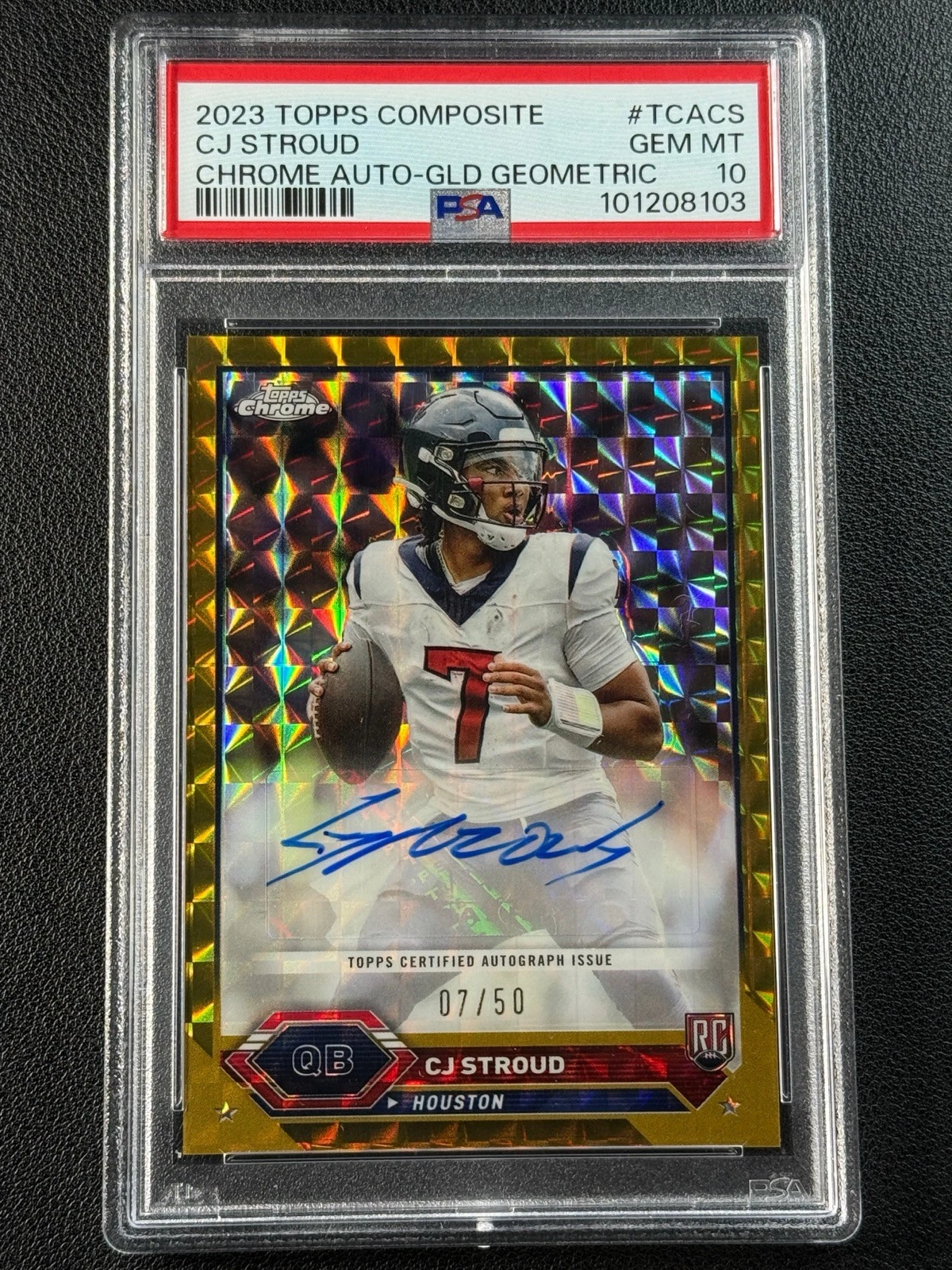 CJ Stroud Topps Composite Topps Chrome Autographs #TCACS Gold Geometric