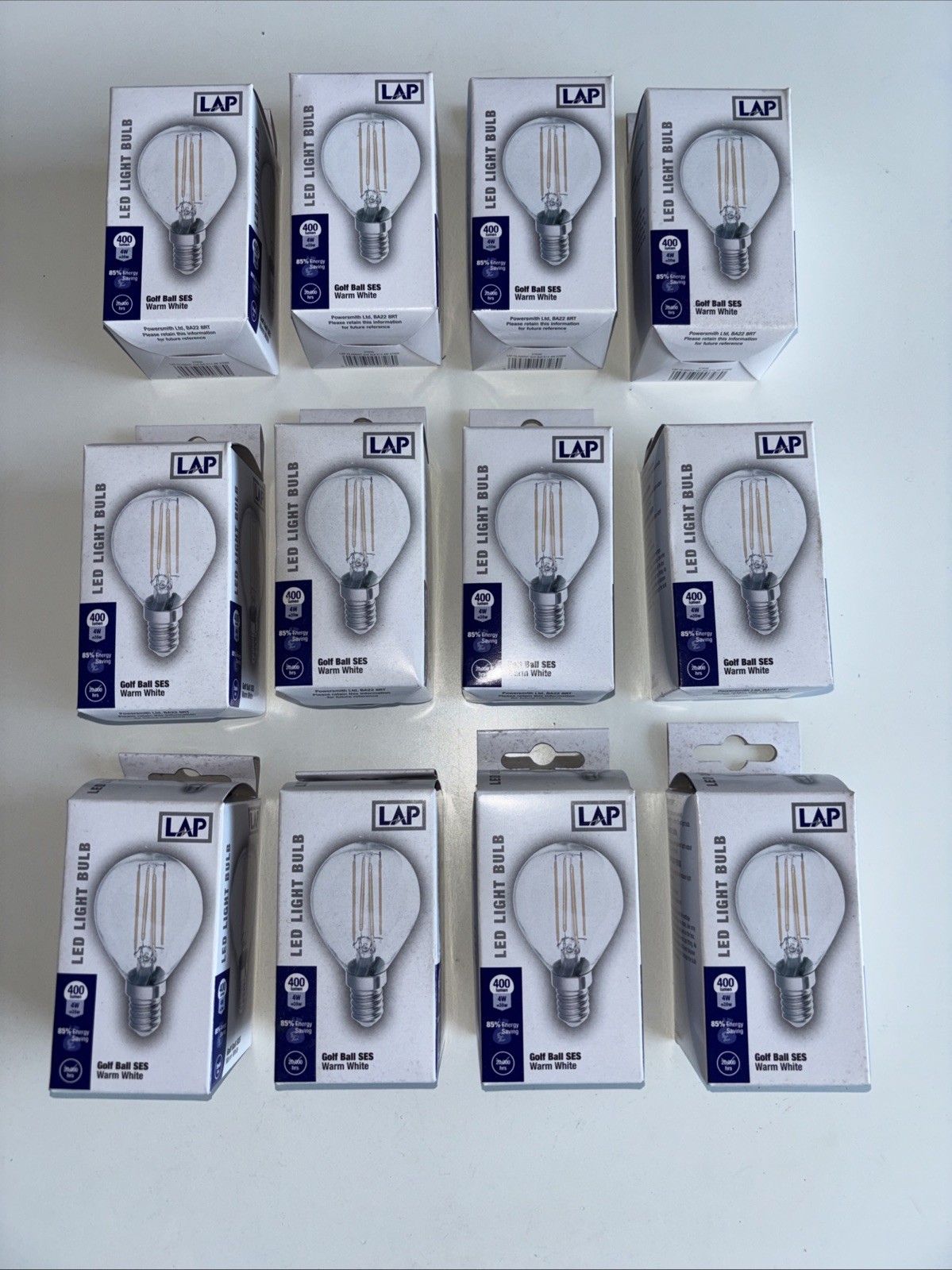 LAP Filament Golf Ball Bulb E14 4W 2700K Lightbulbs X12 New Unused
