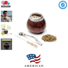 Yerba Mate Gourd Set  Natural Handmade Yerba Mate Cup Argentina - Includes Ma...