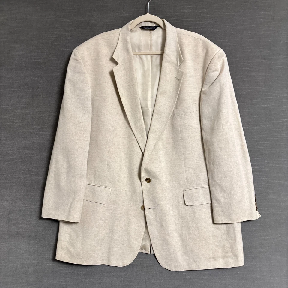 Abrigo Deportivo Lands End 48L Beige Lino Algodón Blazer Chaqueta Informal Clásico Verano Foto 2 de 4