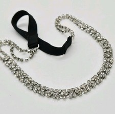 Rhinestone Stretch Headband Hair Accessories Crystals Silver tone OSFM One Size