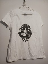 Woman White Chicago Sky Marble T-Shirt Size Large Short Sleeve