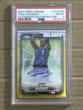 2024-25 Topps Chrome Tracy McGrady Gold Refractor Auto /50 Orlando Magic PSA 8