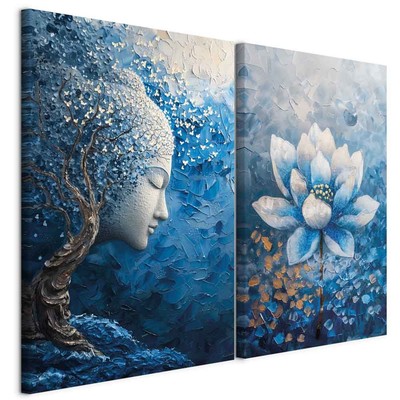 Murando Wandbild Set 2 tlg Groß Wohnzimmer Leinwand Bilder Buddha Natur Zen Baum